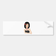 Chica asiático etiqueta de parachoque