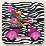 Chica blanco del monedero de la vespa del negro de posavasos de bebidas