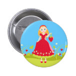 Chica bonito en campo de la fresa pin