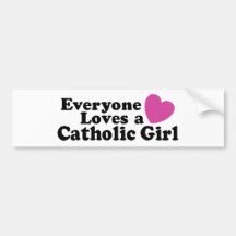 Chica católico etiqueta de parachoque