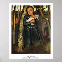 Chica con el gato de Paula Modersohn-Becker Impresiones