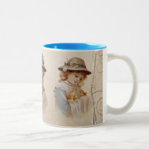 Chica con los patos del bebé taza
