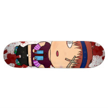 Chica con un regalo monopatin personalizado