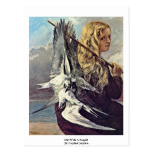 Chica con una gaviota de Courbet Gustavo Postal