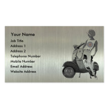 Chica de aluminio metálico de la vespa del efecto tarjetas de visita