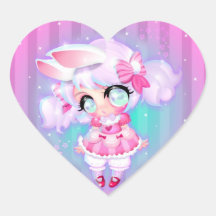 Chica de conejito pegatinas corazon personalizadas