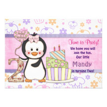 Chica de Cutie- del pingüino en segundo lugar Invitacion Personal
