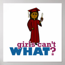 Chica de la graduación en rojo poster