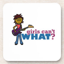 Chica de la guitarra baja posavasos de bebida