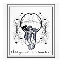 Chica de la lectura del vintage, invitaciones anuncio
