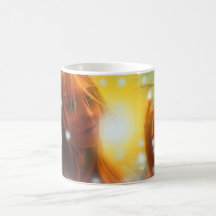 Chica de la nieve para los bebedores del chocolate taza