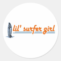 Chica de la persona que practica surf de Lil Pegatinas Redondas