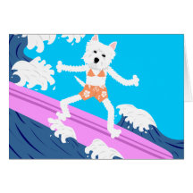 Chica de la persona que practica surf de Terrier b Tarjeton