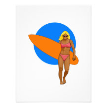Chica de la persona que practica surf comunicado personalizado