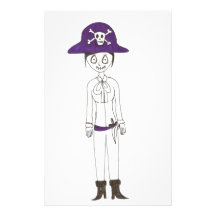 Chica de la puntada del pirata papelería personalizada