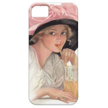 Chica de la soda que sorbe en gorra iPhone 5 Case-Mate carcasa