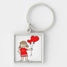 Chica de la tarjeta del día de San Valentín con lo Llaveros