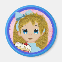 Chica de la torta imán para frigorifico