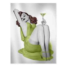 Chica de Martini en verde Postales