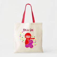 Chica de Ninja en rojo Bolsas Lienzo