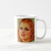 Chica de portada retra de la estrella de cine de l tazas de café