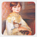 Chica de Renoir con los pegatinas del gato