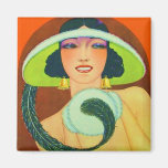 Chica del art déco del vintage imán