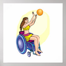 Chica del baloncesto de silla de ruedas poster