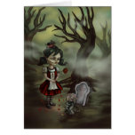 Chica del cementerio del zombi felicitacion 