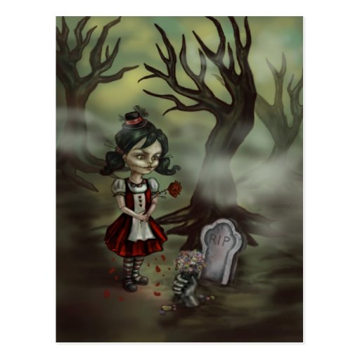 Chica del cementerio del zombi postal