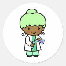 Chica del científico etiqueta
