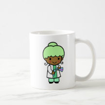 Chica del científico taza de café