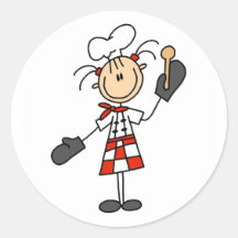 Chica del cocinero con los pegatinas de madera de 