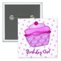 Chica del cumpleaños del Applique de la magdalena  Pin