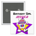 Chica del cumpleaños del astronauta botones