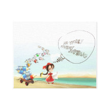 chica del dibujo animado de la impresión de lujo d impresiones en lona estiradas
