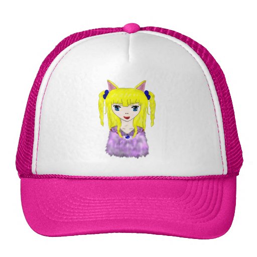 Chica del gato del animado gorras de camionero