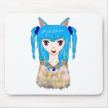Chica del gato del animado tapete de ratón