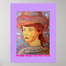 chica del gorra del vintage poster