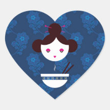 Chica del Miso Pegatina De Corazón Personalizadas