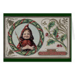 Chica del navidad en capilla roja tarjeta