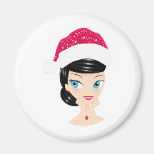 Chica del navidad imán de nevera