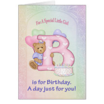 Chica del oso del cumpleaños - personalizar tarjetas