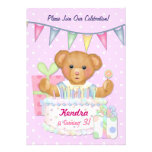 Chica del oso del cumpleaños - tercer cumpleaños invitación