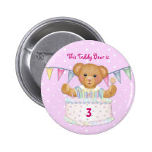 Chica del oso del cumpleaños - tercer - fecha del  pin