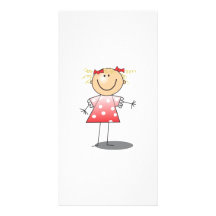 Chica del palillo del dibujo animado tarjetas fotograficas personalizadas