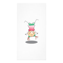 Chica del palillo del dibujo animado tarjetas fotográficas 