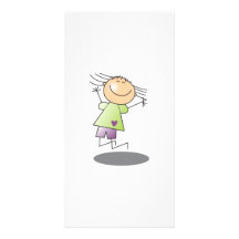 Chica del palillo del dibujo animado tarjetas fotográficas 