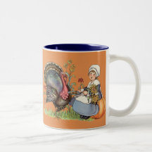 Chica del peregrino tazas de café