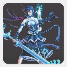 Chica del pirata del animado calcomanía cuadrada